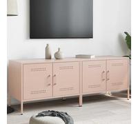 mtlskopl Lot de 2 meubles TV bas en acier rose 68 x 39 x 50,5 cm, commode industrielle avec compartiments, buffet moderne pour salon et chambre à coucher, nettoyage facile
