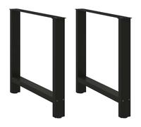 mtlskopl Lot de 2 pieds de table à manger noirs - 70 x 72-73 cm - Cadre de table en acier revêtu par pulvérisation - Robuste - Pour table à manger et bureau - Carré avec pieds de nivellement