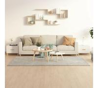 mtlskopl Lot de 2 tables basses - Blanc brillant - 50 x 50 x 40 cm - Bois massif d'eucalyptus - Table d'appoint moderne avec tiroir - Pour salon, chambre à coucher, couloir