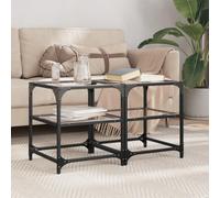 mtlskopl Lot de 2 tables basses en verre transparent 40 x 40 x 45 cm - Table d'appoint moderne Duo en acier et verre pour salon, chambre à coucher, couloir