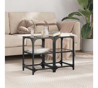 mtlskopl Lot de 2 tables basses - Noir - Plateau en verre - 30 x 30 x 45 cm - Structure en acier inoxydable - Table de salon moderne - Duo peu encombrante - Pour salon, chambre à coucher, couloir
