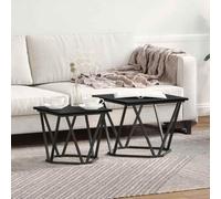 mtlskopl Lot de 2 tables d'appoint en chêne noir 50 x 50 x 40 cm - Design moderne en bois d'ingénierie et acier - Tables basses robustes pour salon, balcon et chambre à coucher