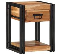 mtlskopl Lot de 2 tables de chevet 40 x 35 x 50 cm en bois massif Sheesham avec tiroir et étagère - Style maison de campagne - Table d'appoint pour chambre à coucher - Marron