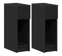 mtlskopl Lot de 2 Tables de Chevet avec Tiroir et Niche Ouverte, Meuble d'Appoint Étroit pour Chambre en Bois d'Ingénierie, Table de Nuit Gain de Place, Chêne Noir, 20x36x60 cm