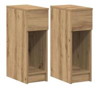 mtlskopl Lot de 2 Tables de Chevet avec Tiroir Table de Nuit Étroite Gain de Place pour Chambre Petit Meuble d'Appoint en Bois d'Ingénierie Chêne Artisanal 20x36x60 cm