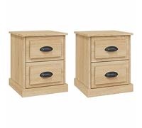 mtlskopl Lot de 2 Tables de Chevet Chêne Sonoma, Table de Nuit en Bois d'Ingénierie avec 2 Tiroirs, Meuble d'Appoint Moderne pour Chambre et Salon, 39 x 39 x 47,5 cm