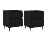 mtlskopl Lot de 2 Tables de Chevet en Bois d'Ingénierie, Table de Nuit avec 2 Tiroirs pour Chambre et Salon, Bout de Canapé Rustique et Moderne, Chêne Noir, 40 x 35 x 50 cm