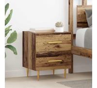 mtlskopl Lot de 2 tables de chevet en bois recyclé - 40 x 35 x 47,5 cm - Table de chevet avec tiroir en bois - Design moderne - Pieds en métal robuste et grand espace de rangement pour chambre à