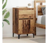 mtlskopl Lot de 2 tables de chevet en bois recyclé 40 x 35 x 70 cm - En bois massif - Avec tiroir et porte d'armoire - Table d'appoint moderne pour chambre à coucher, lit à sommier tapissier et idées