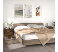 mtlskopl Lot de 2 tables de chevet en chêne marron - 40 x 35 x 47,5 cm - Pieds en bois massif - 2 tiroirs - Design scandinave moderne - Table d'appoint pour chambre à coucher et lit à sommier