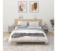 mtlskopl Lot de 2 tables de chevet - Gris béton - 40 x 35 x 50 cm - Bois massif d'eucalyptus et support en bois - Design moderne - Armoires d'appoint robustes pour chambre à coucher, chambre d'amis
