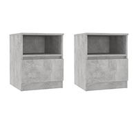 mtlskopl Lot de 2 Tables de Chevet Gris Béton 40x40x50 cm, Table de Nuit Moderne en Aggloméré avec Tiroir et Étagère, Meuble d'Appoint de Rangement pour Chambre