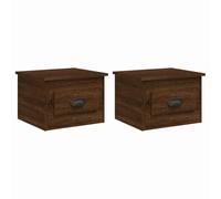 mtlskopl Lot de 2 Tables de Chevet Murales Chêne Marron, Table de Chevet Suspendue en Bois d'Ingénierie avec Tiroir pour Chambre à Coucher et Salon, 41,5 x 36 x 28 cm