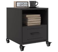 mtlskopl Lot de 2 tables de chevet - Noir - 36 x 39 x 43,5 cm - En acier laminé à froid - Avec tiroir et compartiment - 4 roulettes pour un glissement flexible - Design moderne pour chambre à coucher