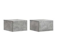 mtlskopl Lot de 2 Tables de Chevet Suspendues, Table d'Appoint Murale avec Tiroir en Bois d'Ingénierie, Étagère Flottante pour Chambre et Salon, Gris Béton, 34,5 x 33 x 20 cm