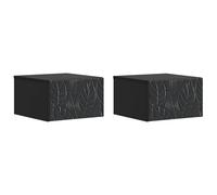 mtlskopl Lot de 2 Tables de Chevet Suspendues, Table d'Appoint Murale avec Tiroir, Table de Nuit Flottante en Bois d'Ingénierie, Noir, 34,5 x 33 x 20 cm