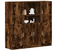 mtlskopl Lot de 3 armoires de cuisine en bois de chêne fumé 133 x 41,5 x 131,5 cm - Étagère murale robuste et étagère de cuisine - Solution avec beaucoup d'espace de rangement pour cuisine, bureau et