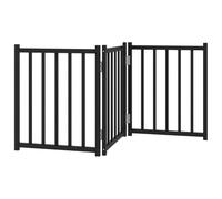 mtlskopl Lot de 3 barrières pour chien pliables - 150 cm - En sapin massif - Pour salon, escalier - Noir - Barrière autoportante pliable sans perçage - Pour chiens de petite et moyenne taille