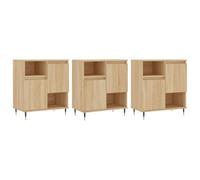 mtlskopl Lot de 3 Buffets en Bois d'Ingénierie Chêne Sonoma, Meubles de Rangement pour Salon et Salle à Manger, Enfilades Basses Modernes de 180 x 35 x 70 cm