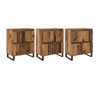 mtlskopl Lot de 3 Buffets Meuble de Rangement Buffet Bas Contemporain en Bois d'Ingénierie Bois Ancien pour Salon Salle à Manger et Couloir avec 4 Portes 60 x 35 x 70 cm