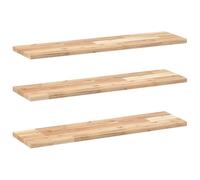 mtlskopl Lot de 3 Étagères Flottantes en Bois d'Acacia Massif Non Traité, Tablettes Murales Rectangulaires pour Salon, Cuisine et Bureau, Planches de Rangement Mural, 100 x 20 x 2 cm