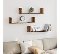 mtlskopl Lot de 3 étagères murales aspect bois vieilli 80 x 18 x 18 cm en matériau dérivé du bois, charge totale de 15 kg, design peu encombrant pour salon, cuisine, couloir et chambre à coucher