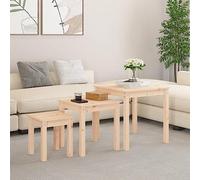 mtlskopl Lot de 3 tables gigognes en pin massif - Table d'appoint - Design moderne - 55/43/31 cm - Pour salon, chambre à coucher, couloir