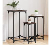 mtlskopl Lot de 3 tables gigognes - Table d'appoint et table de chevet - Cadre en métal chêne marron - 37/30/23 cm - Empilables - Peu encombrantes - Pour salon, chambre à coucher, bureau