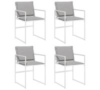 mtlskopl Lot de 4 chaises de jardin, en acier textilène, blanches, 50,5 x 51 x 81,5 cm, pliantes et rembourrées, confortables, pour terrasse, balcon, jardin et extérieur