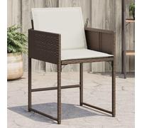 mtlskopl Lot de 4 chaises de jardin pliables en rotin synthétique marron avec coussins blanc crème - 50,5 x 54 x 79 cm - Résistantes aux UV - Charge maximale de 110 kg - Pour balcon, jardin et salon