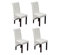 mtlskopl Lot de 4 chaises de salle à manger - Aspect vieilli - En cuir synthétique - Pieds en bois massif - 43 x 52 x 95 cm - Ergonomiques - Rembourrées - Robuste et facile d'entretien - Pour cuisine