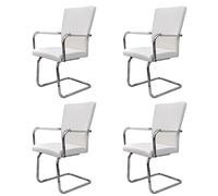 mtlskopl Lot de 4 chaises de salle à manger en cuir synthétique - Blanc - 52 x 54 x 92 cm - Pieds stables en fer - Design moderne - Robuste et durable - Pour cuisine, salle à manger, balcon