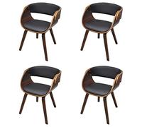 mtlskopl Lot de 4 chaises de salle à manger en cuir synthétique marron avec structure en bois de hêtre - Design moderne - Robuste et confortable - 53 x 52 x 70 cm - Pour salle à manger, cuisine ou
