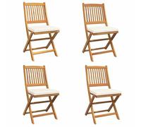 mtlskopl Lot de 4 chaises pliantes, blanches, 49 x 57,5 x 92 cm, en acacia massif, design moderne, robustes et durables, pour jardin, terrasse, balcon