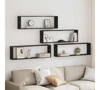 mtlskopl Lot de 4 étagères murales en chêne noir - 100 x 15 x 30 cm - Étagère flottante moderne - Peu encombrante - Pour salon, chambre à coucher, couloir