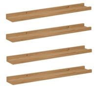 mtlskopl Lot de 4 étagères murales flottantes marron - 60 x 9 x 3 cm - En bois - Étagère murale fine pour salon, chambre à coucher et bureau - Étagère suspendue moderne pour décoration et images