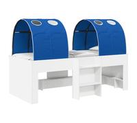 mtlskopl Lot de 4 lits surélevés modernes avec tunnel pour enfants et adolescents, cadre de lit stable et sommier à lattes, 90 x 190 cm, blanc et bleu