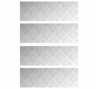 mtlskopl Lot de 4 marches d'escalier en aluminium argenté - 75 x 25 cm - Antidérapant - En tôle ondulée - Pour l'intérieur et l'extérieur - Protection des marches à angle droit pour escaliers et