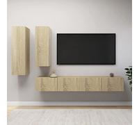 mtlskopl Lot de 4 meubles TV modernes à suspendre - En chêne Sonoma - 100 x 30 x 30 cm, 30,5 x 30 x 110 cm, 90 cm - Pour salon, cuisine, couloir