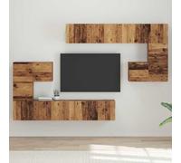 mtlskopl Lot de 4 meubles TV muraux en bois vieilli 30 x 30 x 30 cm - Ensemble de 4 meubles bas flottants pour TV/multimédia - Peu encombrant