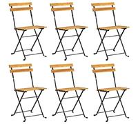 mtlskopl Lot de 6 chaises de jardin pliantes en bois d'acacia et acier - 40 x 39 x 79 cm - Peu encombrantes - Matériau robuste pour une utilisation en extérieur - Design moderne pour jardin, balcon