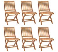mtlskopl Lot de 6 chaises de jardin pliantes en bois de teck massif - 46,5 x 58 x 88 cm - Design moderne - Robuste et durable - Pour balcon, terrasse, jardin, café et camping