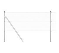 mtlskopl Lot de poteaux de clôture argenté en acier revêtu par pulvérisation - Clôture en treillis de 25 m - Kit complet avec 5 poteaux pour jardin et terrasse - Clôture métallique stable pour