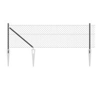 mtlskopl Lot de poteaux de clôture de 10 m x 0,8 m - Kit complet avec 5 poteaux en acier revêtu par pulvérisation en gris - Solution de clôture stable pour jardin et terrasse pour délimiter les