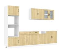 mtlskopl Lucca Kitchenette modulaire en chêne Sonoma 7 pièces 304 x 57 x 207 cm avec armoires suspendues et armoires inférieures