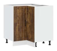 mtlskopl Lucca Meuble d'angle en bois de chêne fumé 75,5 x 75,5 x 81,5 cm Pieds réglables Espace de rangement Cuisine