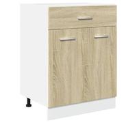 mtlskopl Lyon Armoire basse en chêne Sonoma 60 x 46 x 81,5 cm avec tiroir et 2 étagères, robuste et polyvalent, meuble de cuisine, pour cuisine, salle à manger, couloir