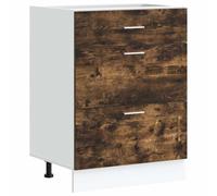 mtlskopl Lyon Meuble bas de cuisine, chêne fumé, 60 x 46 x 81,5 cm, 2 tiroirs, pieds réglables en hauteur, moderne, avec espace de rangement, pour cuisine, couloir, salle à manger