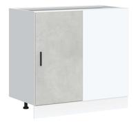 mtlskopl Lyon Meuble bas de cuisine, gris béton, 86 x 46 x 81,5 cm, en matériau dérivé du bois, pieds réglables, grand espace de rangement, armoire de rangement moderne pour cuisine, couloir et salle