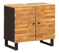 mtlskopl Meuble de lavabo 62 x 33 x 58 cm en bois massif de mangue dans un ton naturel chaud avec pieds fins en métal - Design moderne - Construction robuste pour petites salles de bains et toilettes